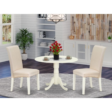 East West Furniture East West Furniture DLBA3-WHI-01 3 Piece Dublin Dinette Set - Linen White & Cream DLBA3-WHI-01